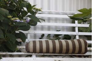 Natural undyed Narrow width striped Welsh blanket. NL88